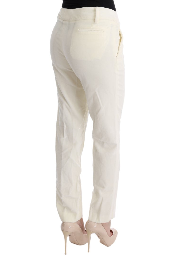 Ermanno Scervino White Cotton Regular Fit Casual Trousers
